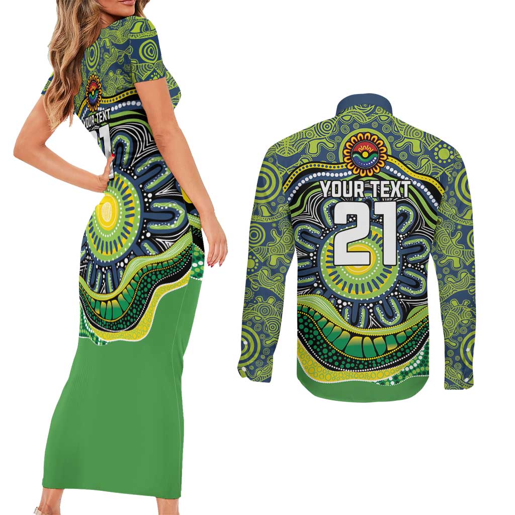 Custom Canberra Honouring First Nations Couples Matching Short Sleeve Bodycon Dress and Long Sleeve Button Shirt NAIDOC 2026 Deadly 50 Years
