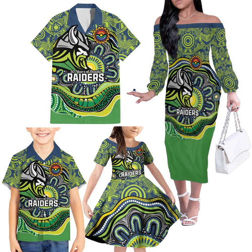 Custom Canberra Honouring First Nations Family Matching Off The Shoulder Long Sleeve Dress and Hawaiian Shirt NAIDOC 2026 Deadly 50 Years
