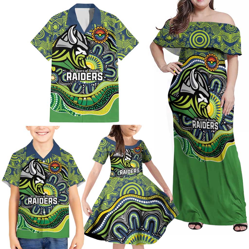 Custom Canberra Honouring First Nations Family Matching Off Shoulder Maxi Dress and Hawaiian Shirt NAIDOC 2026 Deadly 50 Years