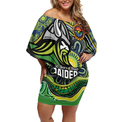 Custom Canberra Honouring First Nations Family Matching Off Shoulder Short Dress and Hawaiian Shirt NAIDOC 2026 Deadly 50 Years