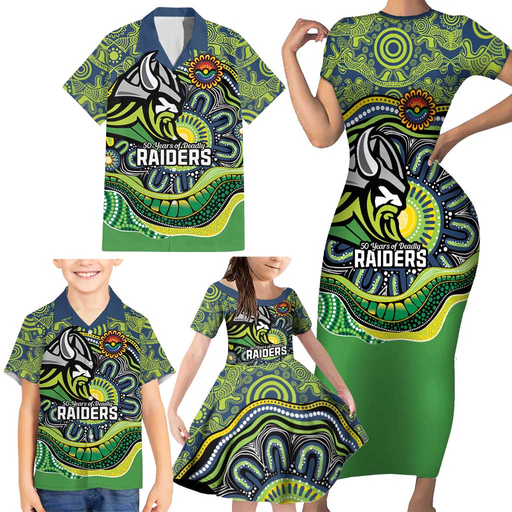 Custom Canberra Honouring First Nations Family Matching Short Sleeve Bodycon Dress and Hawaiian Shirt NAIDOC 2026 Deadly 50 Years