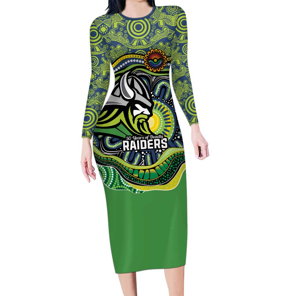 Custom Canberra Honouring First Nations Long Sleeve Bodycon Dress NAIDOC 2026 Deadly 50 Years