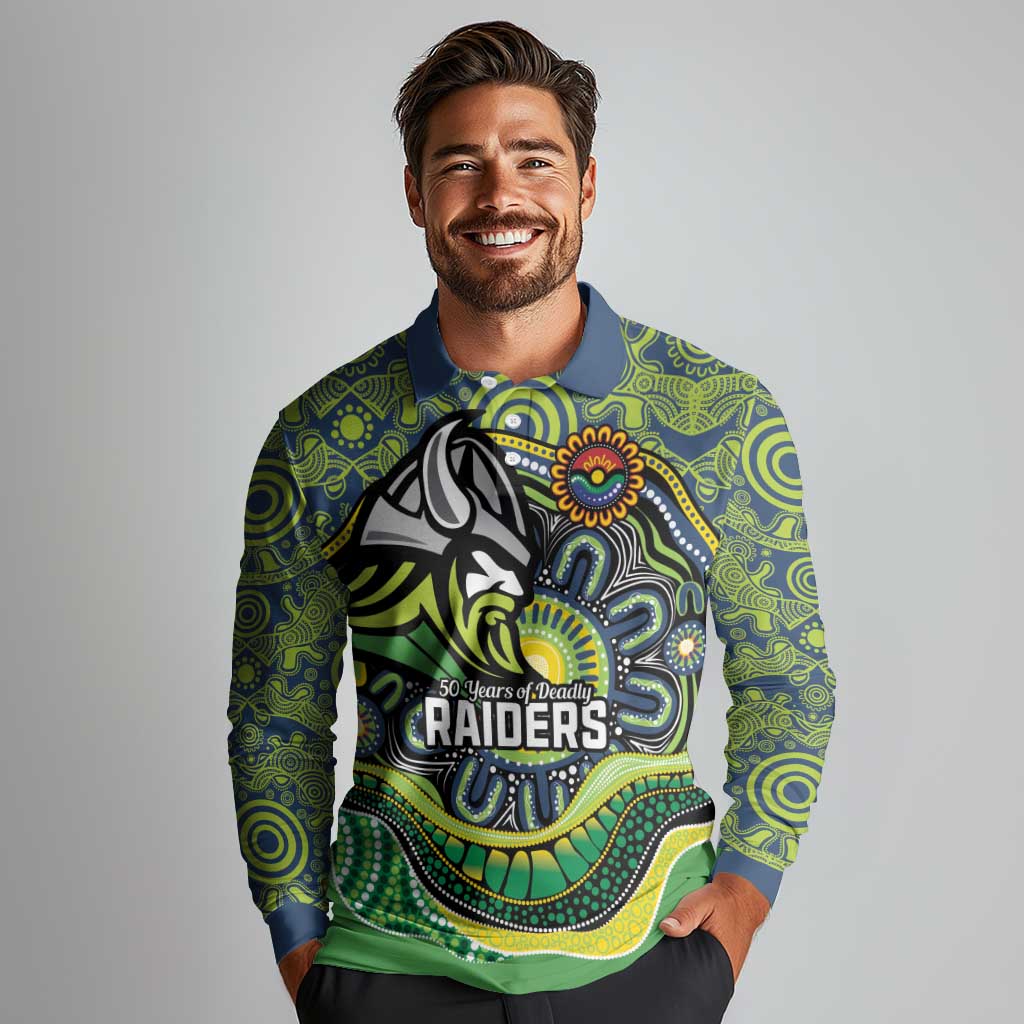Custom Canberra Honouring First Nations Long Sleeve Polo Shirt NAIDOC 2026 Deadly 50 Years