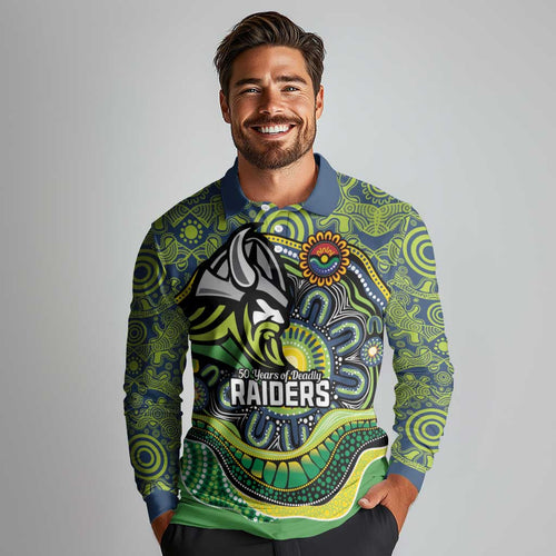 Custom Canberra Honouring First Nations Long Sleeve Polo Shirt NAIDOC 2026 Deadly 50 Years