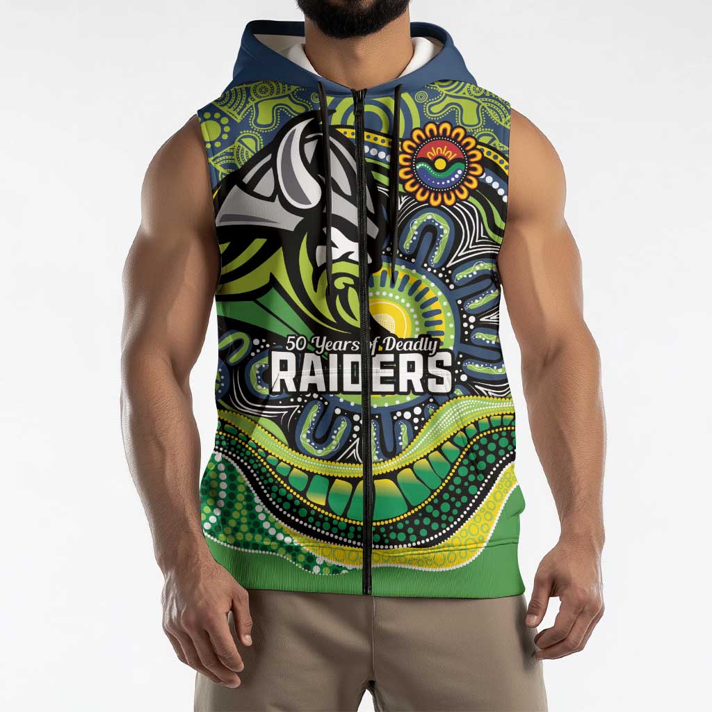 Custom Canberra Honouring First Nations Sleeveless Zip Hoodie NAIDOC 2026 Deadly 50 Years