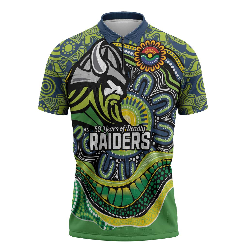 Custom Canberra Honouring First Nations Zipper Polo Shirt NAIDOC 2026 Deadly 50 Years