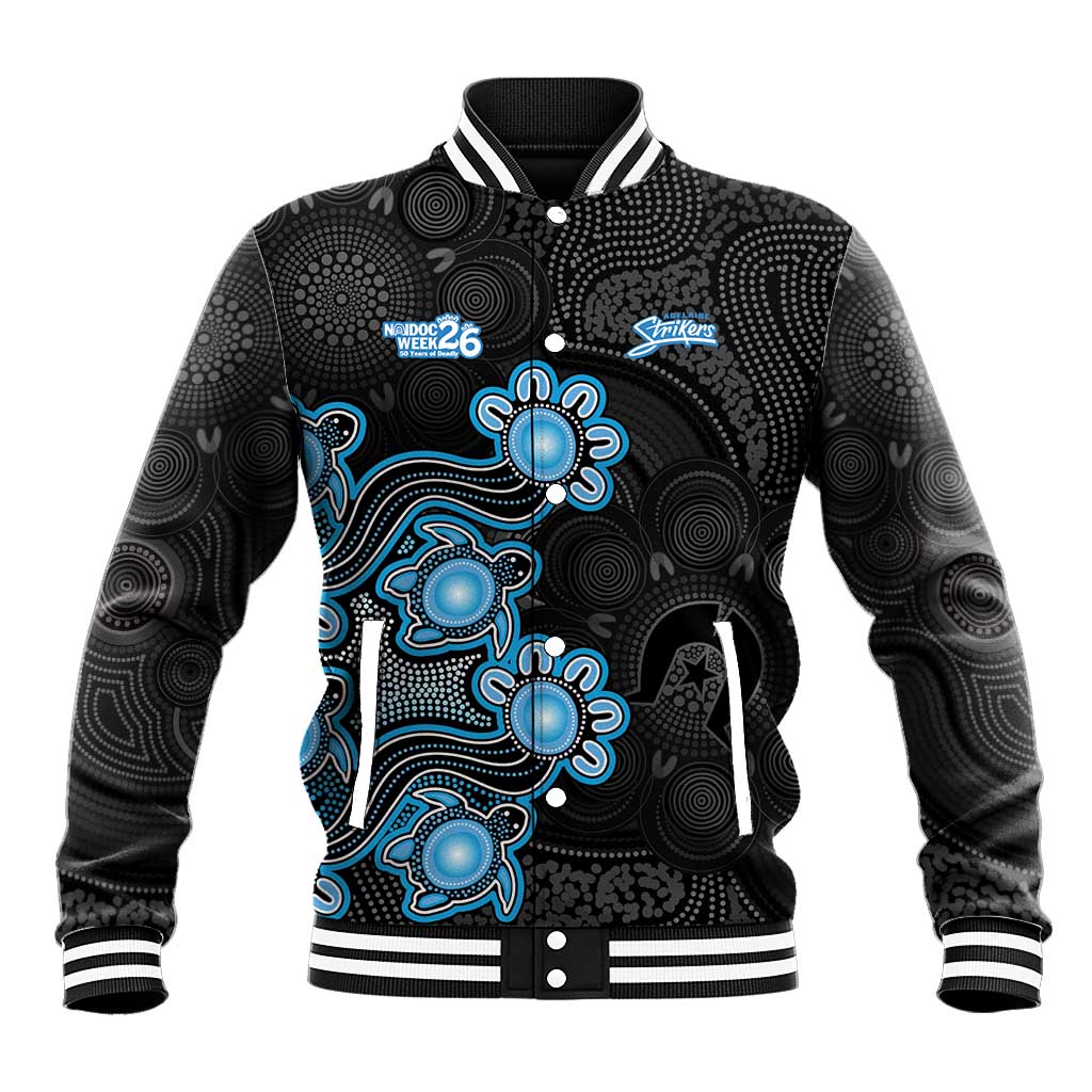 Personalised Adelaide Strikers NAIDOC Week 2026 Baseball Jacket Sea Turtles Aboriginal Art