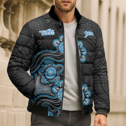 Personalised Adelaide Strikers NAIDOC Week 2026 Bomber Puffer Jacket Sea Turtles Aboriginal Art
