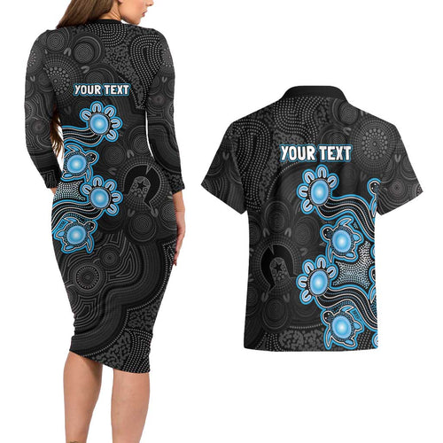 Personalised Adelaide Strikers NAIDOC Week 2026 Couples Matching Long Sleeve Bodycon Dress and Hawaiian Shirt Sea Turtles Aboriginal Art