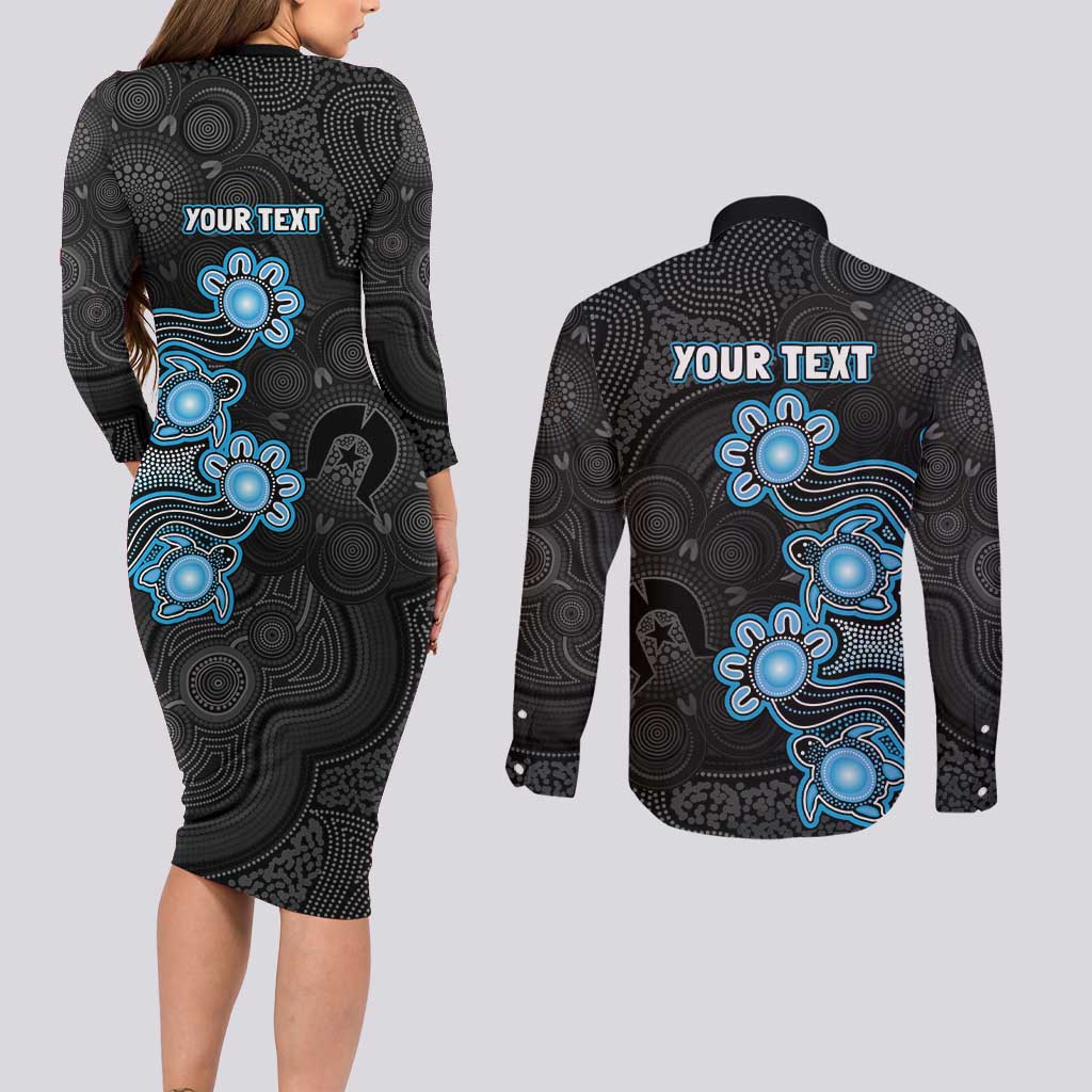 Personalised Adelaide Strikers NAIDOC Week 2026 Couples Matching Long Sleeve Bodycon Dress and Long Sleeve Button Shirt Sea Turtles Aboriginal Art