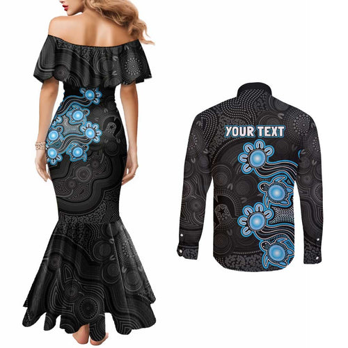 Personalised Adelaide Strikers NAIDOC Week 2026 Couples Matching Mermaid Dress and Long Sleeve Button Shirt Sea Turtles Aboriginal Art