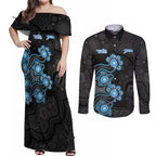 Personalised Adelaide Strikers NAIDOC Week 2026 Couples Matching Off Shoulder Maxi Dress and Long Sleeve Button Shirt Sea Turtles Aboriginal Art