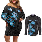 Personalised Adelaide Strikers NAIDOC Week 2026 Couples Matching Off Shoulder Short Dress and Long Sleeve Button Shirt Sea Turtles Aboriginal Art