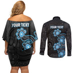 Personalised Adelaide Strikers NAIDOC Week 2026 Couples Matching Off Shoulder Short Dress and Long Sleeve Button Shirt Sea Turtles Aboriginal Art