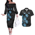 Personalised Adelaide Strikers NAIDOC Week 2026 Couples Matching Off The Shoulder Long Sleeve Dress and Hawaiian Shirt Sea Turtles Aboriginal Art