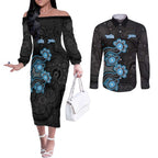 Personalised Adelaide Strikers NAIDOC Week 2026 Couples Matching Off The Shoulder Long Sleeve Dress and Long Sleeve Button Shirt Sea Turtles Aboriginal Art