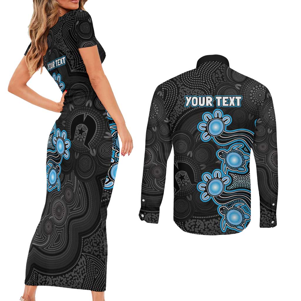 Personalised Adelaide Strikers NAIDOC Week 2026 Couples Matching Short Sleeve Bodycon Dress and Long Sleeve Button Shirt Sea Turtles Aboriginal Art