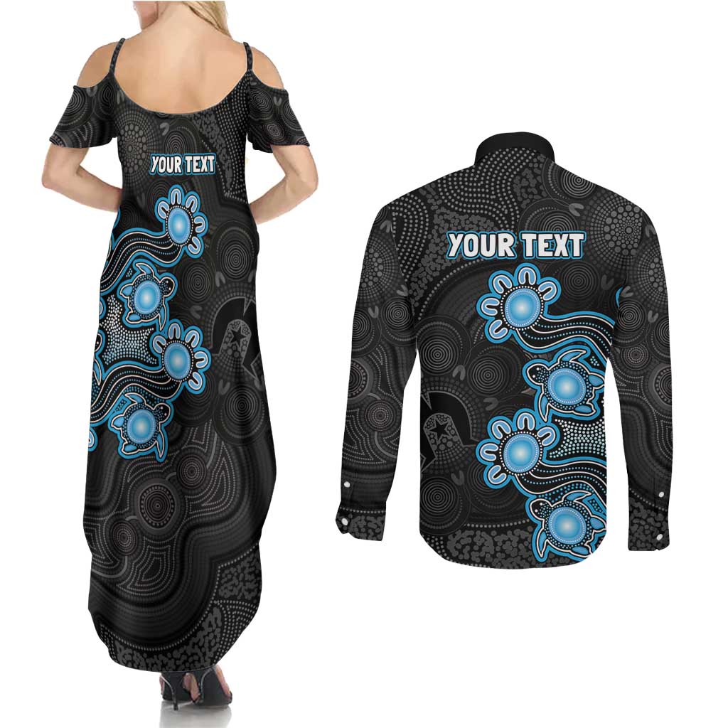 Personalised Adelaide Strikers NAIDOC Week 2026 Couples Matching Summer Maxi Dress and Long Sleeve Button Shirt Sea Turtles Aboriginal Art