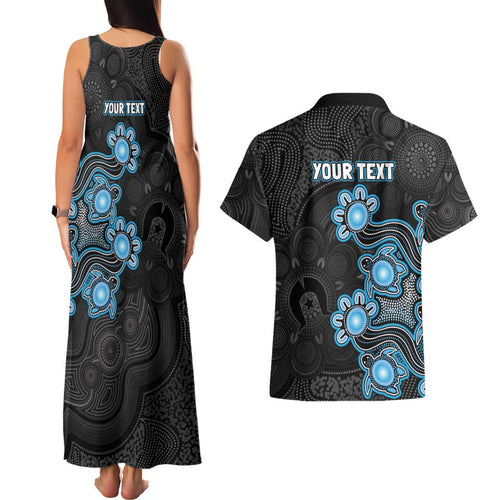Personalised Adelaide Strikers NAIDOC Week 2026 Couples Matching Tank Maxi Dress and Hawaiian Shirt Sea Turtles Aboriginal Art