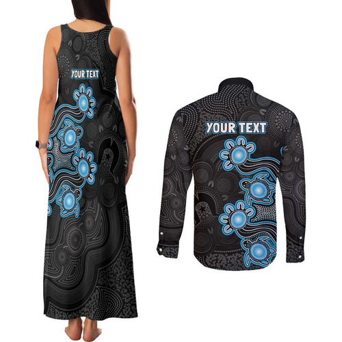 Personalised Adelaide Strikers NAIDOC Week 2026 Couples Matching Tank Maxi Dress and Long Sleeve Button Shirt Sea Turtles Aboriginal Art