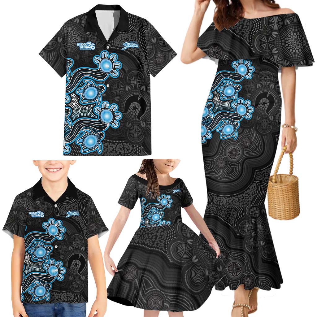 Personalised Adelaide Strikers NAIDOC Week 2026 Family Matching Mermaid Dress and Hawaiian Shirt Sea Turtles Aboriginal Art