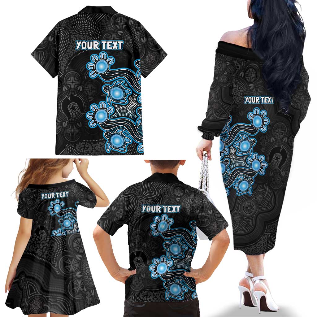 Personalised Adelaide Strikers NAIDOC Week 2026 Family Matching Off The Shoulder Long Sleeve Dress and Hawaiian Shirt Sea Turtles Aboriginal Art