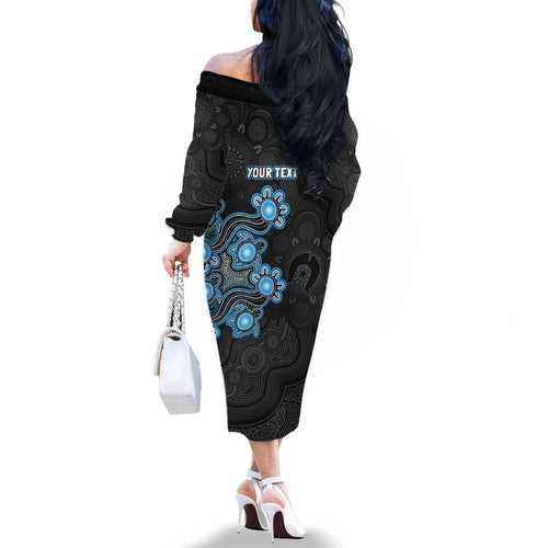 Personalised Adelaide Strikers NAIDOC Week 2026 Family Matching Off The Shoulder Long Sleeve Dress and Hawaiian Shirt Sea Turtles Aboriginal Art