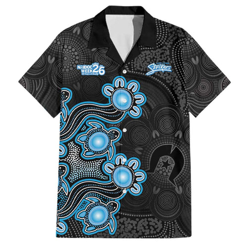 Personalised Adelaide Strikers NAIDOC Week 2026 Family Matching Off Shoulder Maxi Dress and Hawaiian Shirt Sea Turtles Aboriginal Art