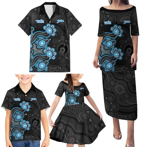 Personalised Adelaide Strikers NAIDOC Week 2026 Family Matching Puletasi and Hawaiian Shirt Sea Turtles Aboriginal Art