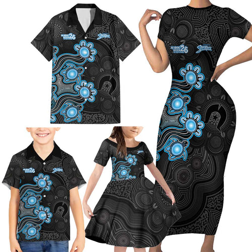 Personalised Adelaide Strikers NAIDOC Week 2026 Family Matching Short Sleeve Bodycon Dress and Hawaiian Shirt Sea Turtles Aboriginal Art