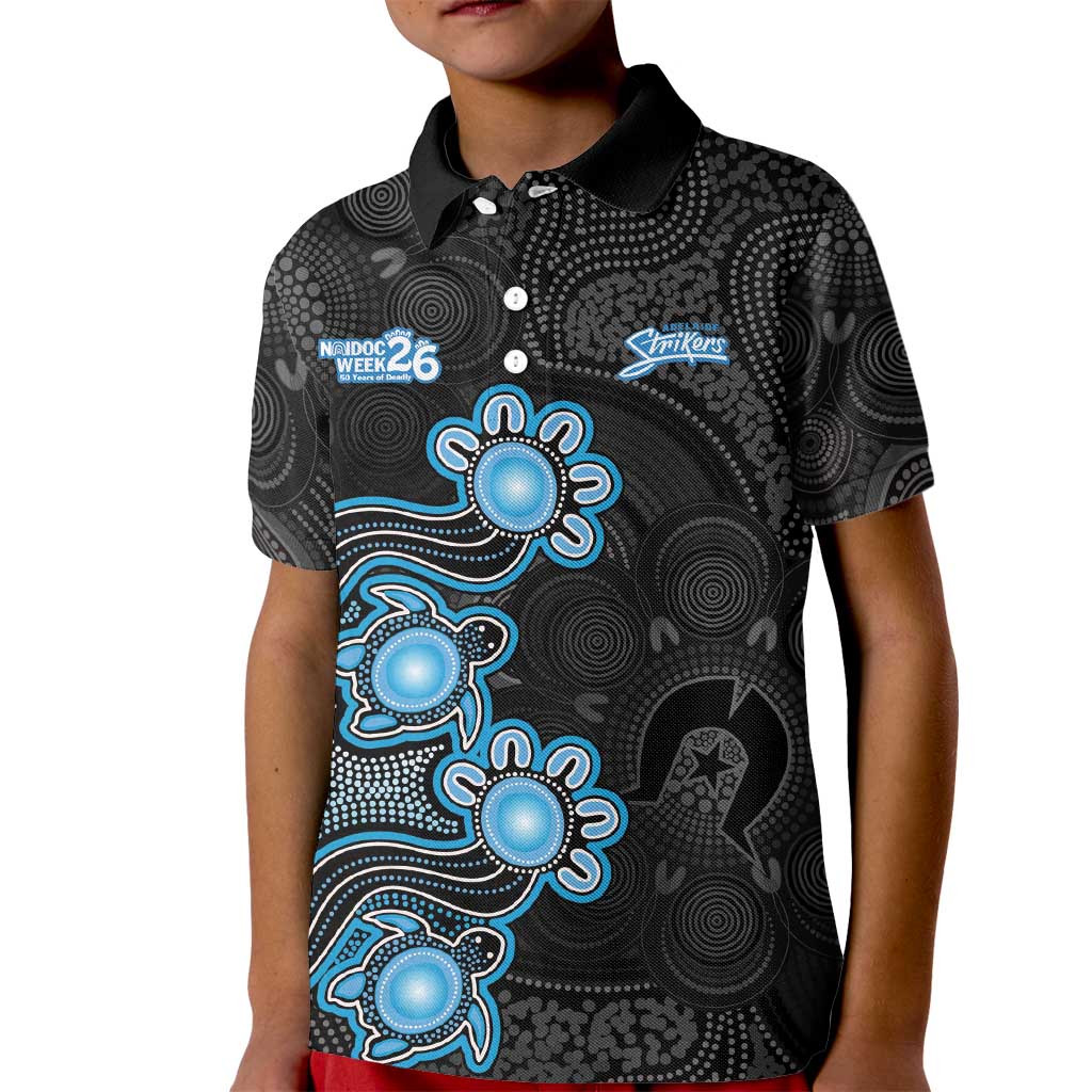 Personalised Adelaide Strikers NAIDOC Week 2026 Kid Polo Shirt Sea Turtles Aboriginal Art