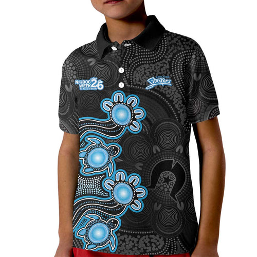 Personalised Adelaide Strikers NAIDOC Week 2026 Kid Polo Shirt Sea Turtles Aboriginal Art
