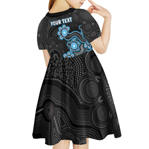 Personalised Adelaide Strikers NAIDOC Week 2026 Kid Short Sleeve Dress Sea Turtles Aboriginal Art