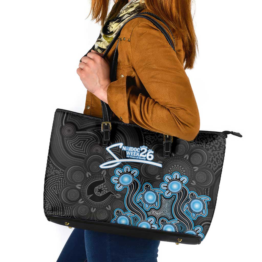 Adelaide Strikers NAIDOC Week 2026 Leather Tote Bag Sea Turtles Aboriginal Art