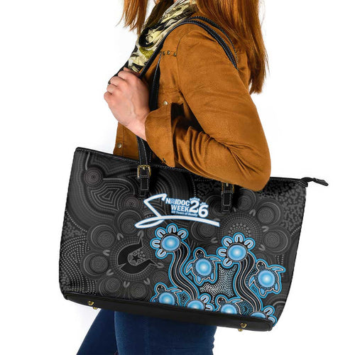 Adelaide Strikers NAIDOC Week 2026 Leather Tote Bag Sea Turtles Aboriginal Art