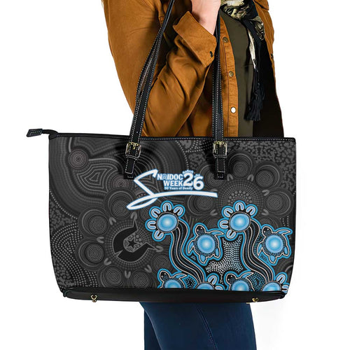 Adelaide Strikers NAIDOC Week 2026 Leather Tote Bag Sea Turtles Aboriginal Art