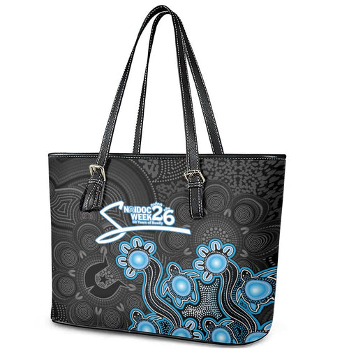 Adelaide Strikers NAIDOC Week 2026 Leather Tote Bag Sea Turtles Aboriginal Art