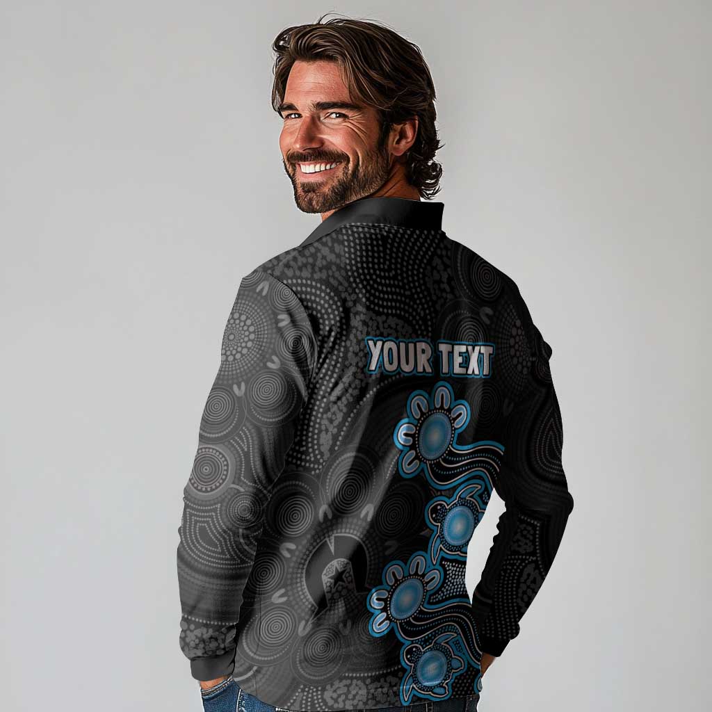 Personalised Adelaide Strikers NAIDOC Week 2026 Long Sleeve Polo Shirt Sea Turtles Aboriginal Art