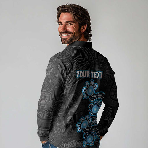 Personalised Adelaide Strikers NAIDOC Week 2026 Long Sleeve Polo Shirt Sea Turtles Aboriginal Art