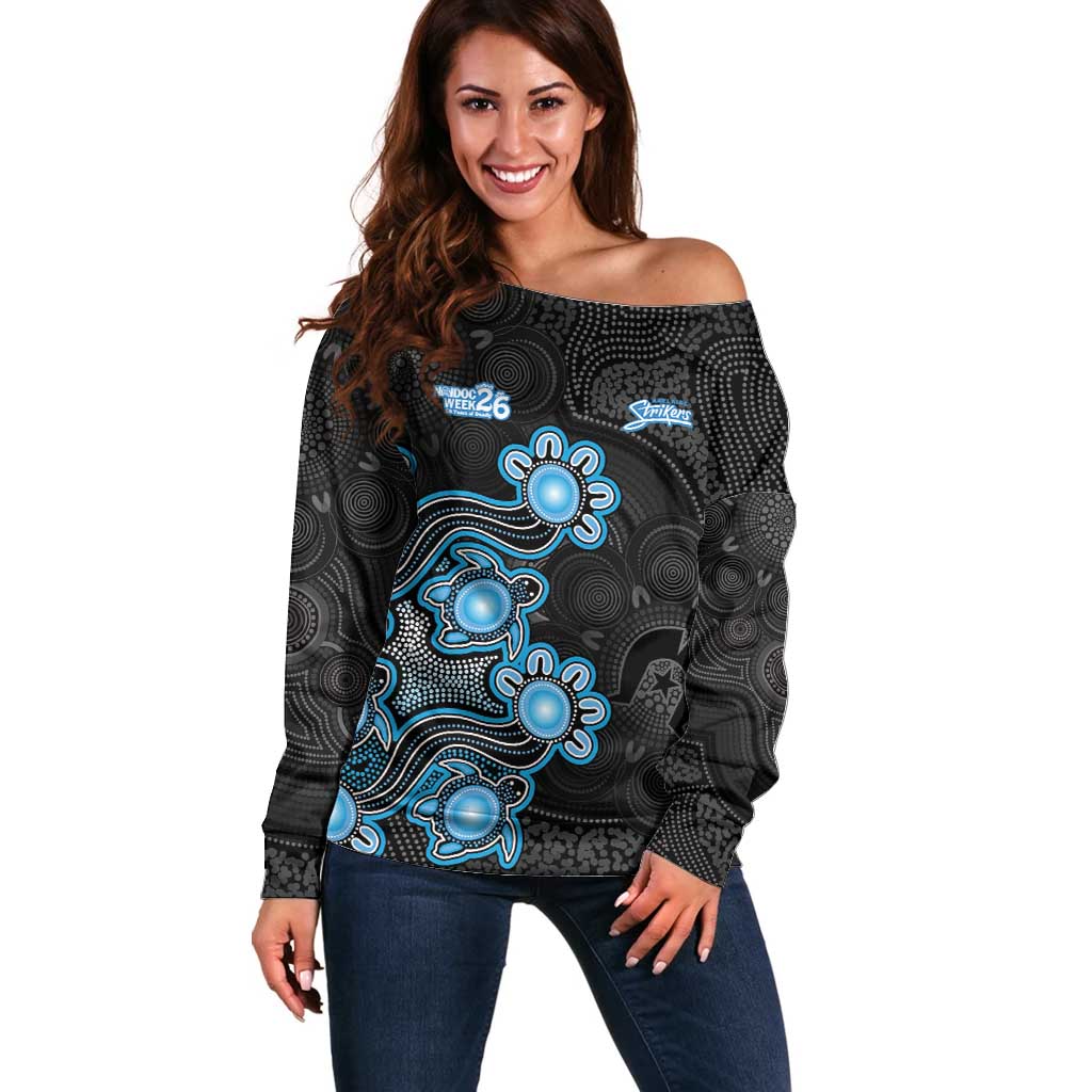 Personalised Adelaide Strikers NAIDOC Week 2026 Off Shoulder Sweater Sea Turtles Aboriginal Art