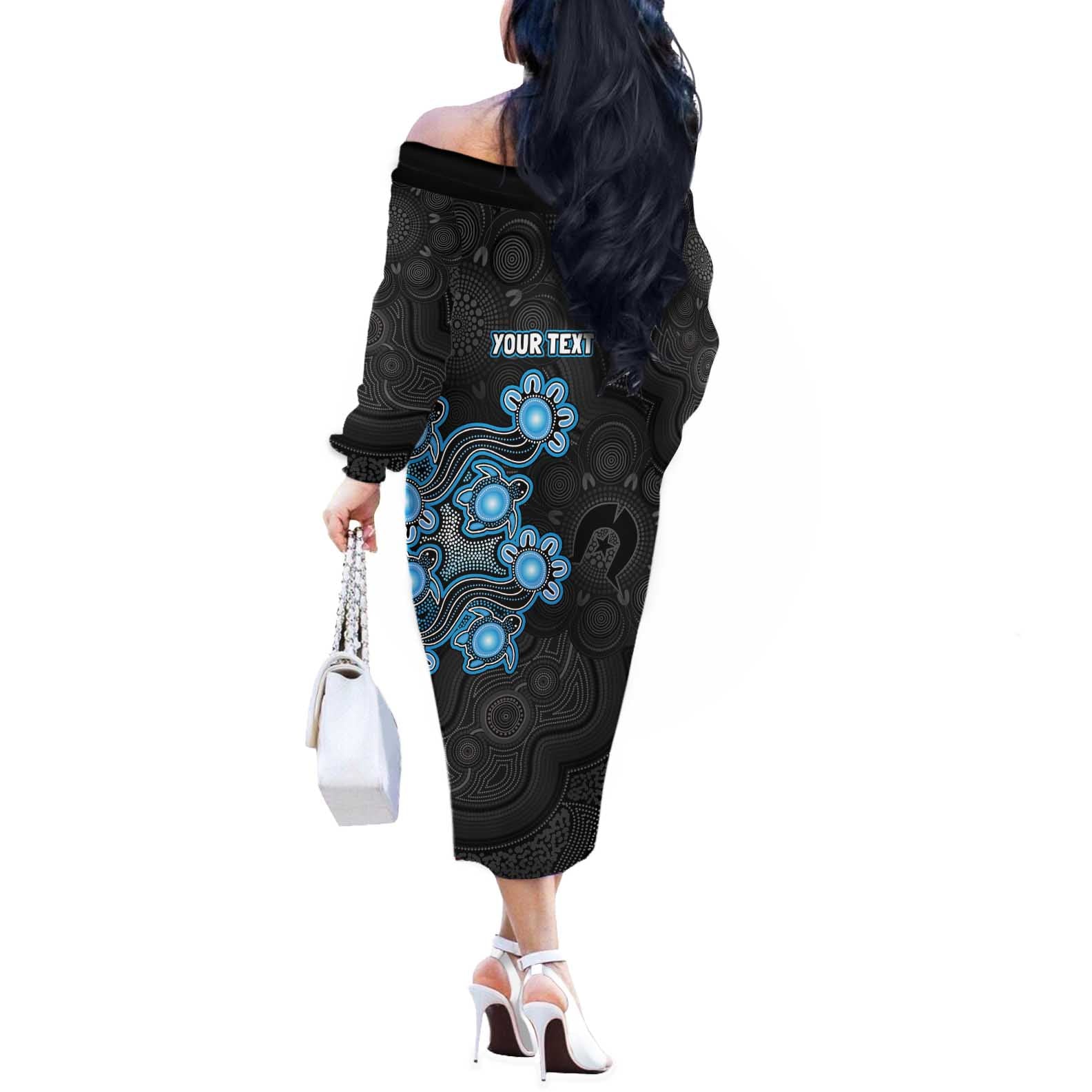 Personalised Adelaide Strikers NAIDOC Week 2026 Off The Shoulder Long Sleeve Dress Sea Turtles Aboriginal Art