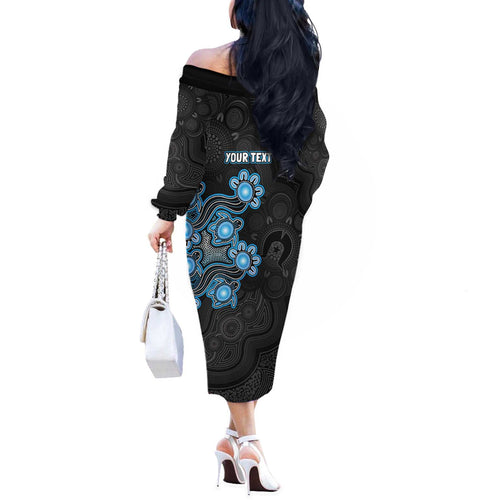 Personalised Adelaide Strikers NAIDOC Week 2026 Off The Shoulder Long Sleeve Dress Sea Turtles Aboriginal Art
