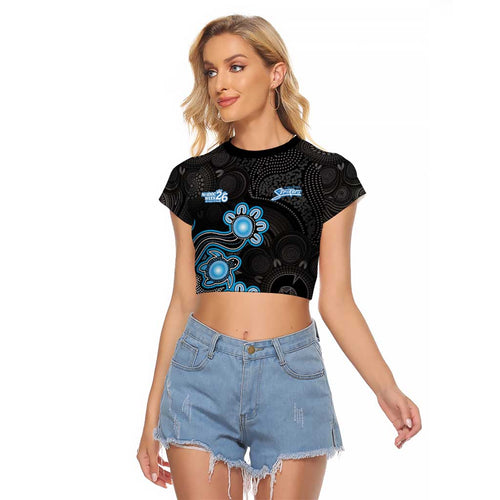 Personalised Adelaide Strikers NAIDOC Week 2026 Raglan Cropped T Shirt Sea Turtles Aboriginal Art