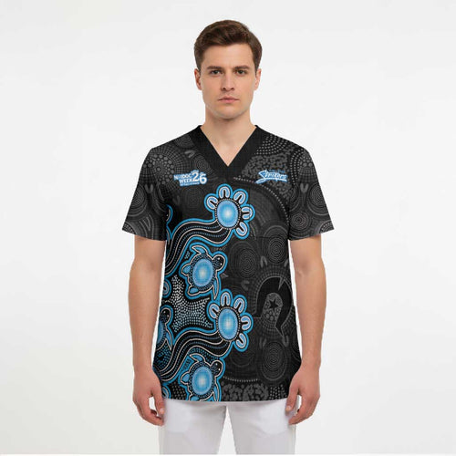 Personalised Adelaide Strikers NAIDOC Week 2026 Scrub Top Sea Turtles Aboriginal Art