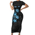 Personalised Adelaide Strikers NAIDOC Week 2026 Short Sleeve Bodycon Dress Sea Turtles Aboriginal Art
