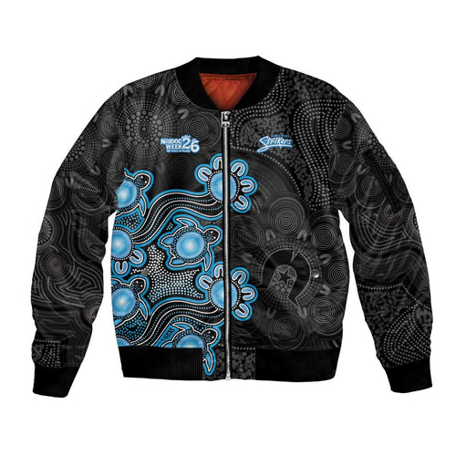 Personalised Adelaide Strikers NAIDOC Week 2026 Sleeve Zip Bomber Jacket Sea Turtles Aboriginal Art