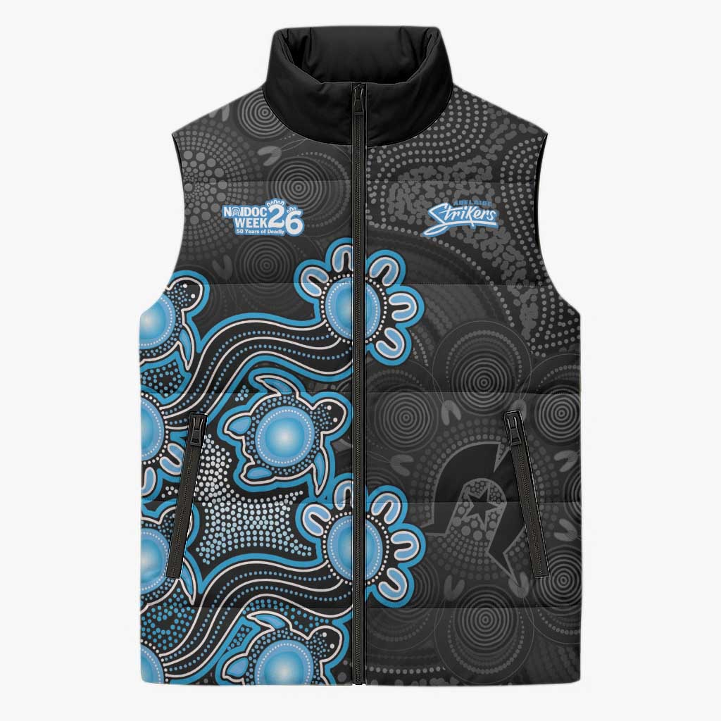 Personalised Adelaide Strikers NAIDOC Week 2026 Sleeveless Puffer Jacket Sea Turtles Aboriginal Art