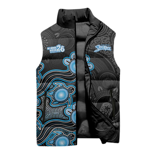 Personalised Adelaide Strikers NAIDOC Week 2026 Sleeveless Puffer Jacket Sea Turtles Aboriginal Art