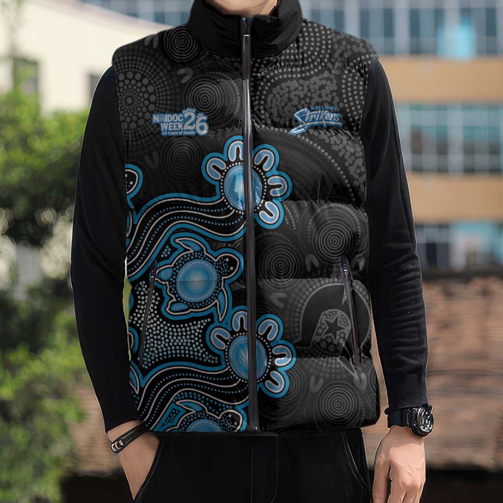 Personalised Adelaide Strikers NAIDOC Week 2026 Sleeveless Puffer Jacket Sea Turtles Aboriginal Art