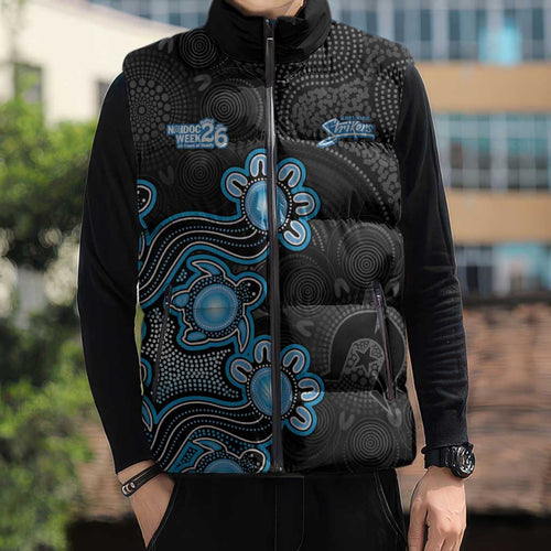 Personalised Adelaide Strikers NAIDOC Week 2026 Sleeveless Puffer Jacket Sea Turtles Aboriginal Art